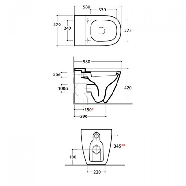 Globo Stockholm Унитаз напольный пристенный 58х37х42см, слив универсальный, сиденье на выбор