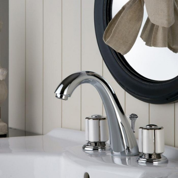 Смеситель для раковины Bongio Fleur Blanc, цвет: хром/белый фарфор