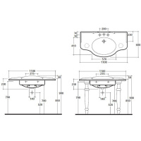 Globo Paestum Консоль с раковиной 110х60см с 1 отв. под смеситель, цвет: белый