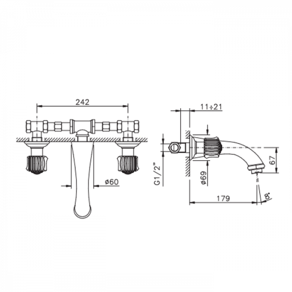 Nicolazzi Onice Смеситель для раковины встраиваемый, цвет: хром