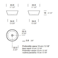 NOORTH milldue edition Раковина 44.6x16 см, без отв., накладная, цвет: белый