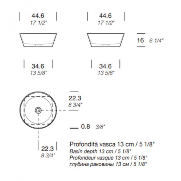 NOORTH milldue edition Раковина 44.6x16 см, без отв., накладная, цвет: белый