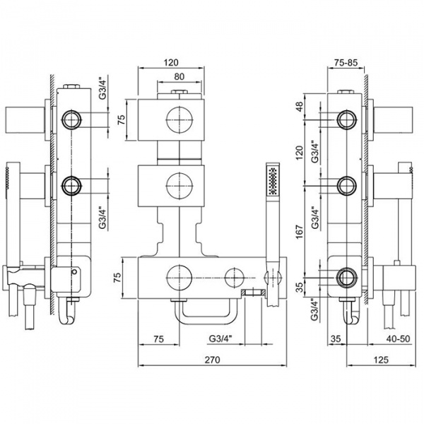 Fantini Milano Встраиваемый смеситель для душа, термостатический, цвет: матовая натуральная сталь