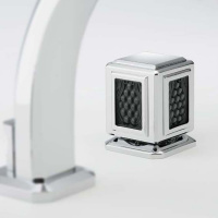 THG Metropolis cristal noir Смеситель для раковины, 3 отв., цвет: хром/черный хрусталь