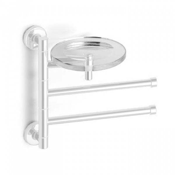 Bertocci Cinquecento Полотенцедержатель поворотный, двойной 23 см с мыльницей, подвесной, цвет: белый матовый