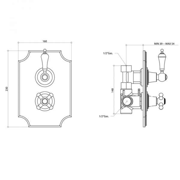 Смеситель термостатический для душа Bongio Capri, цвет: хром