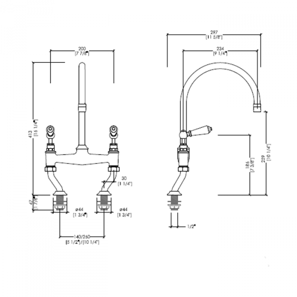 Devon&Devon Heritage Смеситель для кухни настенный, цвет: хром