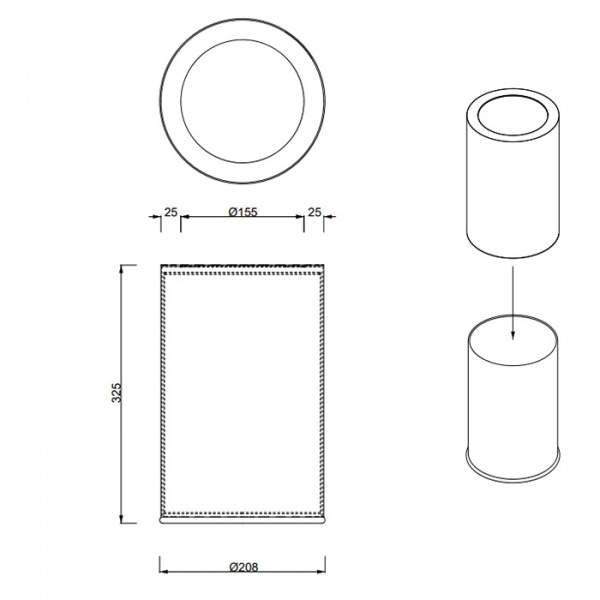 Decor Walther Rooms Ведро для мусора со вставкой из нерж стали 32х20х20 см, цвет Gold matt