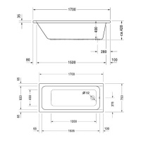 Ванна акриловая Duravit (Дуравит), 170х75 прямоугольная, встраиваемая