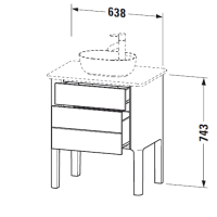 Duravit Luv База напольная, с 1 выдв. ящиками, каменой столешницей и раковиной,  743x688x450, цвет: светло-голубой шелковисто-матовый