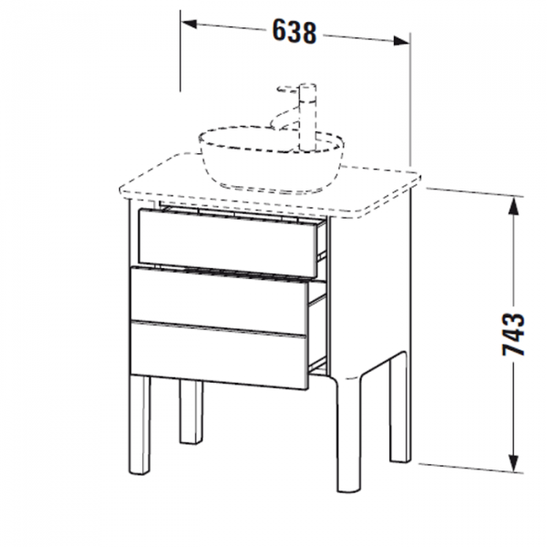 Duravit Luv База напольная, с 1 выдв. ящиками, каменой столешницей и раковиной,  743x688x450, цвет: светло-голубой шелковисто-матовый