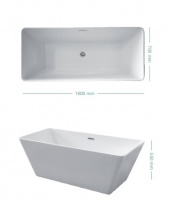 Kerasan Ego Ванна отдельностоящая, акриловая  160х70х55см в комплекте со сливом Click-clack, цвет: белый