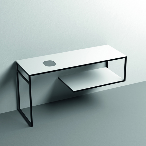 Kerasan Louise Металлическая структура для раковины 140х74см, подвесная, с полкой, с 1 отв., с полотенцедержателем, цвет: белый матовый