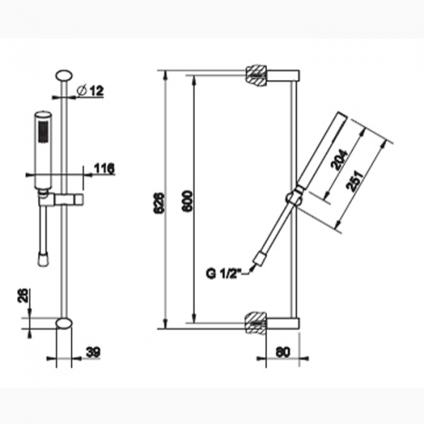 Gessi Ovale Душевая штанга с ручным душем, цвет: хром