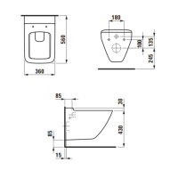 Laufen Palace New Унитаз подвесной 56x36x34.5см, безободковый Rimless, глубокое смывание