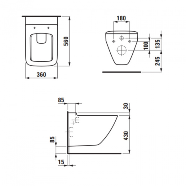 Laufen Palace New Унитаз подвесной 56x36x34.5см, безободковый Rimless, глубокое смывание