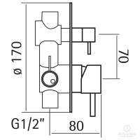 HUBER Lynox Встраиваемый смеситель для душа с переключателем на 2 выхода, на круглом основании, нержавеющая сталь