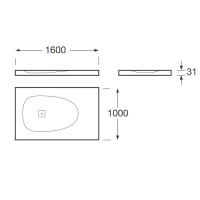 Armani Roca Baia Душевой поддон 160х100х3.1см с боковым сливом, с anti-slip, мат-л: Stonex, цвет: greige