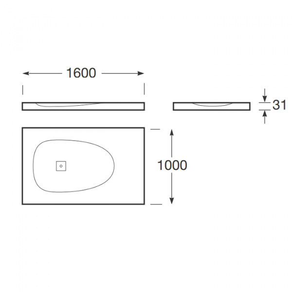 Armani Roca Baia Душевой поддон 160х100х3.1см с боковым сливом, с anti-slip, мат-л: Stonex, цвет: greige