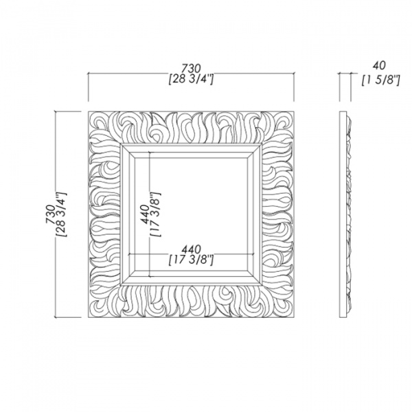 Devon&Devon Flames Зеркало 73х73см, цвет: серый