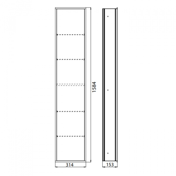 EMCO Asis 300 Модуль встраиваемый, LED-подсветка 4 полки, зеркальная дверь правая/левая, алюминий