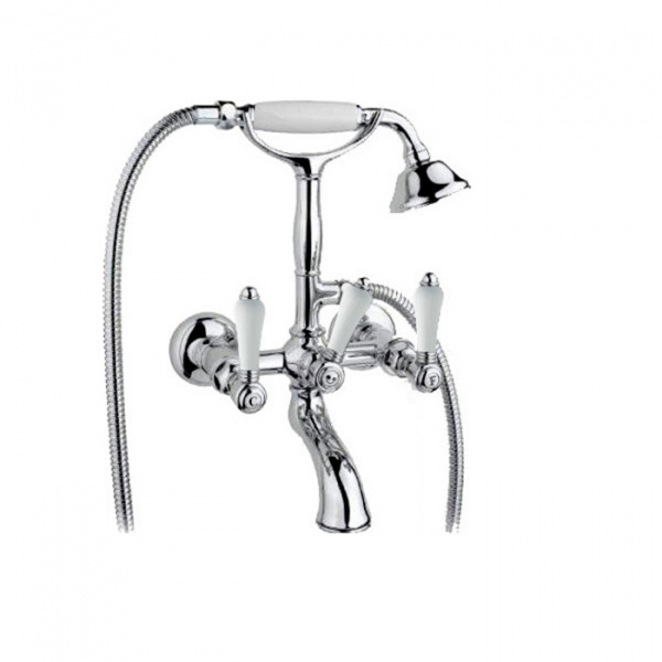 Nicolazzi Petit Mont Blanc Смеситель для ванны с душем duplex настенный на 2 отверстия, излив: 155 мм, цвет: хром