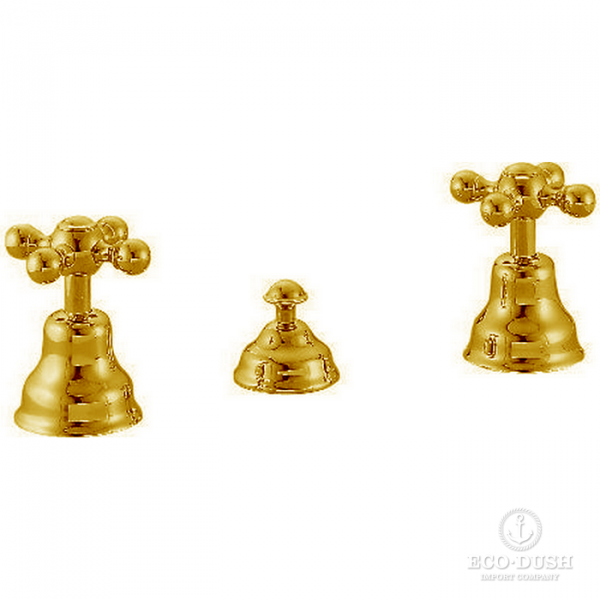 CISAL Arcana Ceramic Смеситель для биде на 3 отверстия без излива, с донным клапаном, цвет: золото