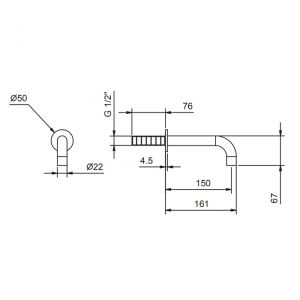 Fantini Fontane Bianche Излив смесителя для раковины, настенный, цвет: Matt Gun Metal PVD