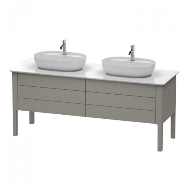 Duravit Luv База напольная, с 2 выдв. ящиками, каменной столешницей и раковинами, 743x1788x570, цвет: каменно-серый шелковисто-матовый