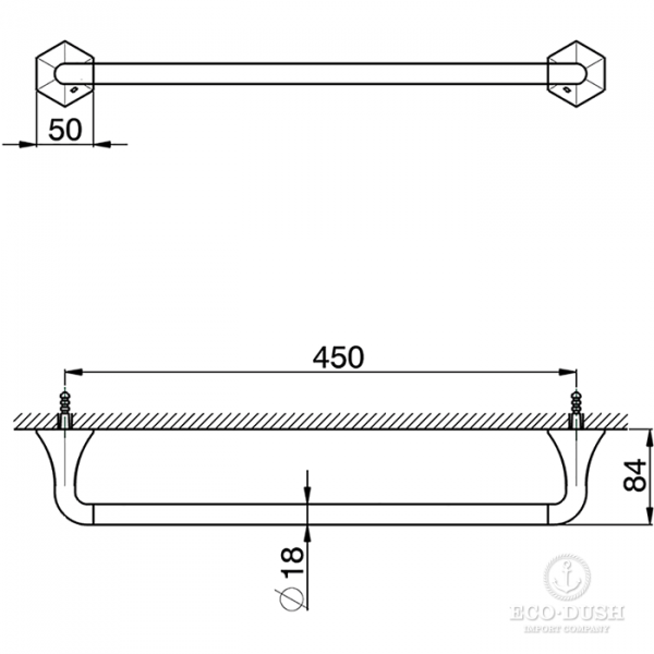 CISAL Cherie Полотенцедержатель 45 см, подвесной, цвет: хром