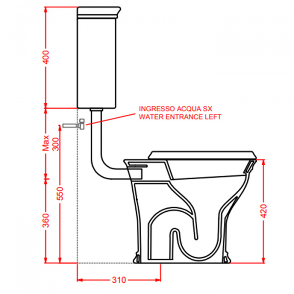 Artceram CIVITAS Средний бачок для напольного унитаза 44х39 см, цвет: черный