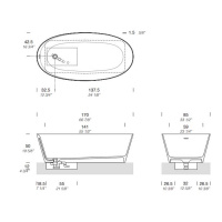 NOORTH milldue edition AZUMA Ванна отдельностоящая 170х85х50см, с сифоном, cristalplant