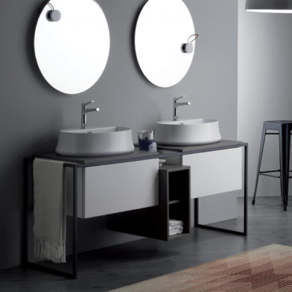 SIMAS Frame Комплект мебели с 2 ящиками и открытым элементом, 181x57xh72см, Цвет: серый ясень/белый