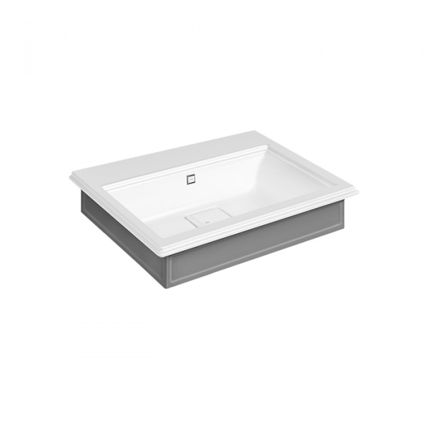 Gessi Eleganza Раковина 70х52 см, без отв., накладная/подвесная, с переливом, цвет: белый/RAL