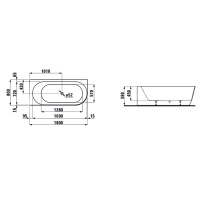 Laufen Pro Ванна угловая 180x80x59см.,, SX