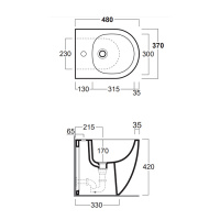 SIMAS Vignoni Биде напольное XS 37х48 см, с 1 отв. под смеситель, цвет: белый