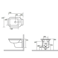Kerasan Waldorf Биде подвесное с 1 отв. под смеситель 55х37см, цвет: черный/хром