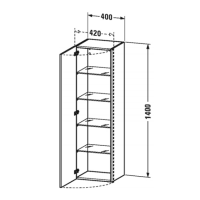 Duravit DuraStyle Колонна, 1 дерца, 4 стеклянные полки, петли справа, 140x40x36см, цвет: орех натуральный