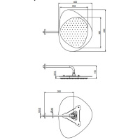 Carlo Frattini Wellness Верхний душ Cloud, в комплекте с настенным держателем 350 мм., верхняя пластина хром, цвет: хром