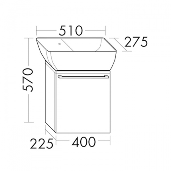 BurgBad Bel База с умывальником 51х27.5х57см  1 дверка правая R,ручка выемка, цвет: белый глянцевый F0590 с зеркалом со светодиодной подсветкой