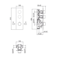 Carimali ilTondo Смеситель термостатический, встраиваемый, на 2 выхода, цвет: хром