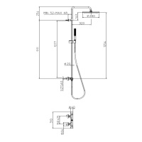Bossini Apice Стойка для душа с термостатическим смесителем, верхним душем Ø28см., ручным душем и шлангом 150см., цвет: хром