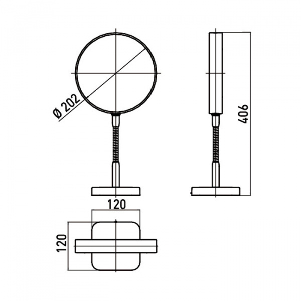 EMCO Prime Зеркало косметическое, Ø202мм, flexarm, настольн., 3x/7x кратное увеличение, цвет: хром