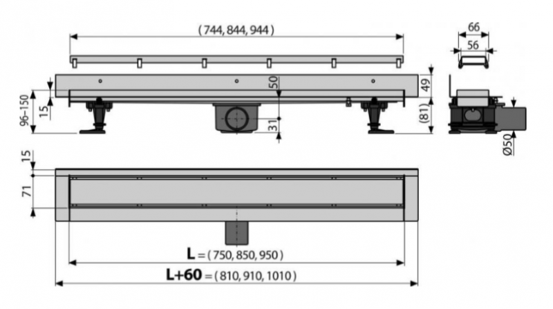 Водоотводящий желоб, арт.APZ23-DOUBLE9-950