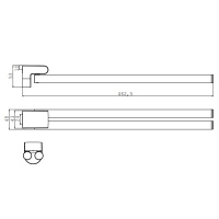 EMCO Mundo Держатель полотенец, двойной, поворотный, 46см, подвесной, цвет: хром