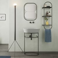 Simas Wave Структура металлическая напольная 50х40х75 см, с раковиной без отв. под смеситель, цвет: черный матовый