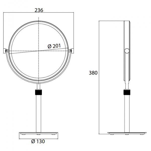 EMCO Pure Зеркало косметическое, Ø201мм, настольн., регулир., 3x кратное увеличение, цвет: хром