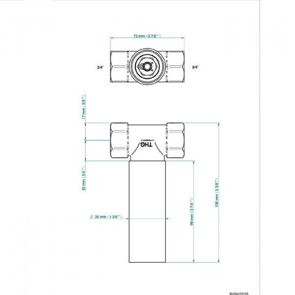 THG General items Встраиваемая часть вентиля 3/4" на гор. воду, закр. вправо