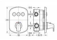 Встраиваемый термостатический трехпозиционный смеситель для душа CEZARES GLOBO-F-VDIM3-TB-01