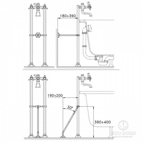 Stella Eccelsa Труба напольного смесителя для ванны 275, цвет: золото